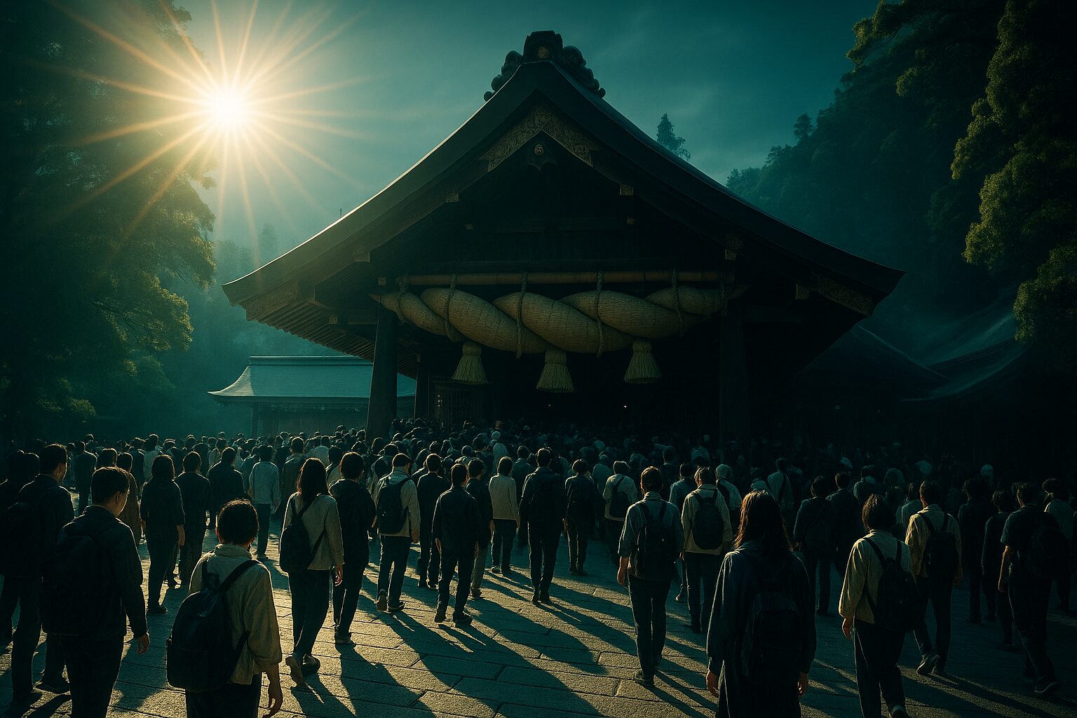 出雲大社にたくさんの人が参列している様子