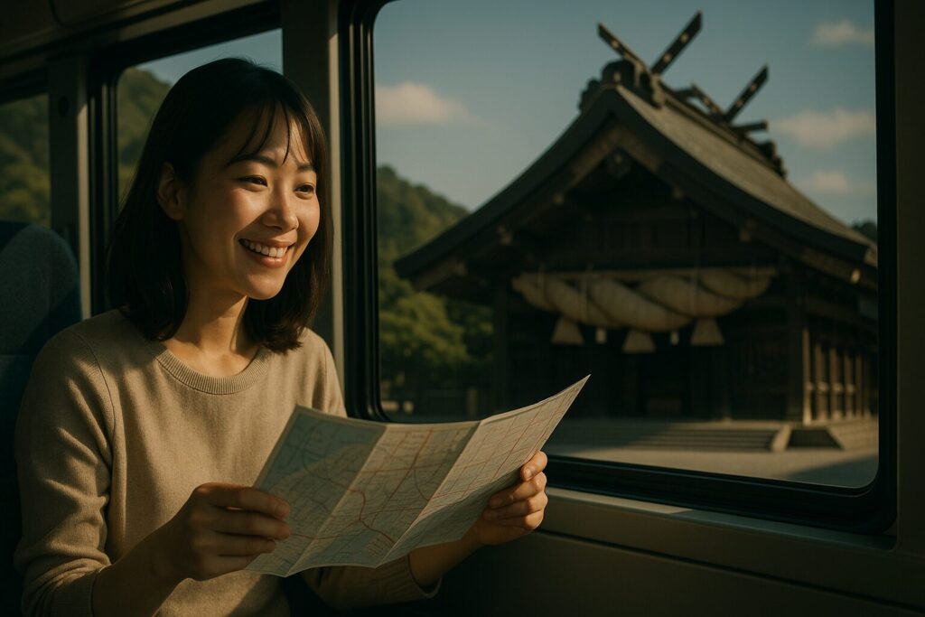 地図を見ている女性