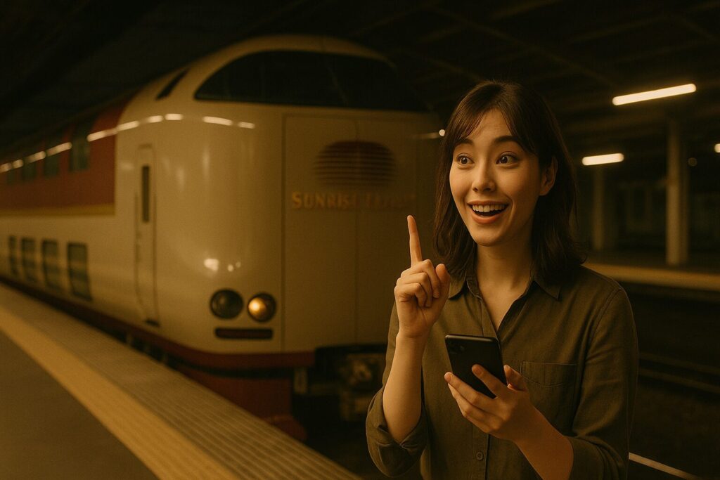 閃いた表情の女性