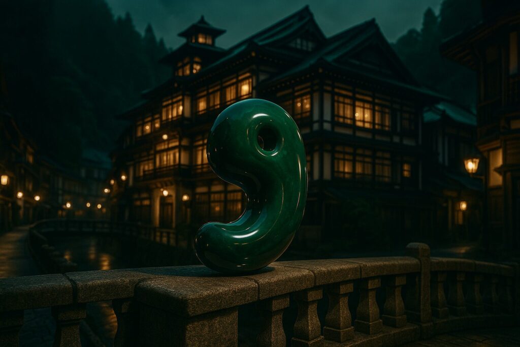 石橋の上にある勾玉