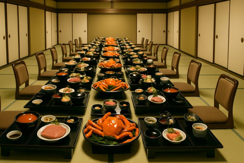 所狭しと並んだ豪華な懐石料理